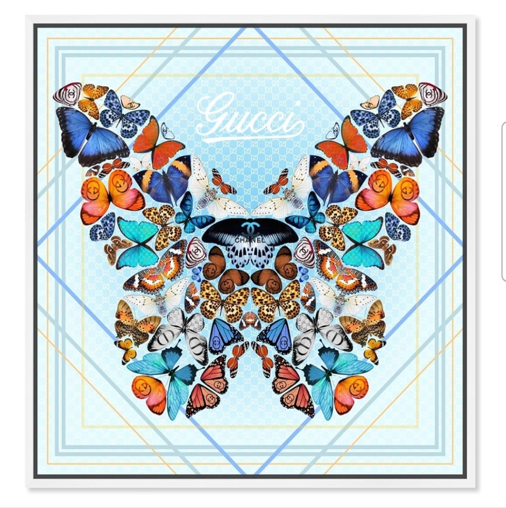 Oliver Gal All Butterflies In One Sky Gucci/Chanel Print 16x16